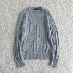 POLO RALPH LAUREN　ポロラルフローレン　ケーブルニット　Áo len　刺繍ロゴ　ポニー　Xám　Kích cỡM