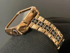 ローズ金★アップルウォッチバンド メタル ステンレスベルト Đenクロス Apple Watch保護カバー メッキTPUケース 38 40 41 42 44 45 46 49mm ultra1 2 3 nam nữ 高級 重厚感 十字架 ゴシック調
