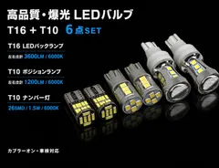 三菱 エアトレック スポーツギア H16.1～H17.10 CU5W 爆光 T16 LEDバックランプ T10 ポジションランプ T10 ナンバー灯 バルブ 球 6点SET New 特注LEDチップ搭載 ポン付け 車検対応 タイプB