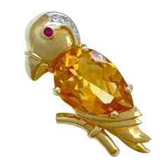 PONTE VECCHIO 　ポンテヴェキオ　ブローチ　Bird　 Citrine　Ruby　Diamond　Brooch　バード　シトリン　ルビー　ダイヤ　18K　750　鳥　ヴィンテージ　ペンダントトップ