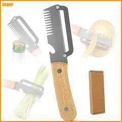 miễn phí vận chuyển★3in1多機能ピーラー ステンレス 削皮器 千切り 栓抜き付き 3CR13刃 カーブ刃 1.8mm厚刃 野菜 果物(2)