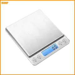 miễn phí vận chuyển★はかり デジタル 電子秤 3000g 計量器 0.1g単位 3kg キッチンスケール はかり 収納に便利な (シルバー)