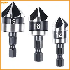 miễn phí vận chuyển★皿取り錐ドリル カウンターシンク 面取りビット 座ぐり バリ取り 六角軸 面取りカッター 皿取錐 下穴錐 電動ドリル用カ