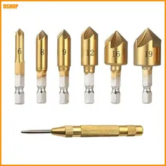 miễn phí vận chuyển★SZSL 面取りカッター 面取り 皿取錐 7本bộ 6/8/9/12/16/19mm+1本自動センターポンチ 皿取錐