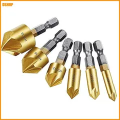 miễn phí vận chuyển★皿取り錐ドリル ビット 皿取錐 下穴錐 座ぐり 面取りカッター | バリ取り bộ 六角軸 5枚刃 ドリルビット 電動