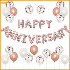 miễn phí vận chuyển★BTZO 風船 バルーン 飾り付け 装飾 HAPPY ANNIVERSARY アニバーサリー 記念日 ローズゴールド ホ