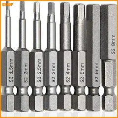 miễn phí vận chuyển★サムコス 六角レンチビット 精密ドライバー 六角? 6.35mm 磁気吸着 1.5mmー8mm ドリル 50mm長六角ビ