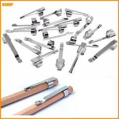 miễn phí vận chuyển★Adhere 鉛筆クリップ スライド式 鉛筆 ホルダー シルバーメタル クリップ スライド式 Túiクリップ メタルペ