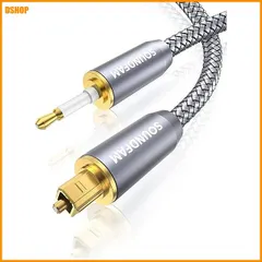 miễn phí vận chuyển★Mini 光デジタルケーブル, TOSLINK-ミニTOSLINKケーブル Nylon編組 光角型-3.5mm光丸型 オー