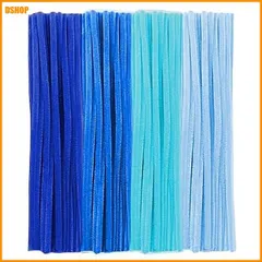 miễn phí vận chuyển★手芸モール Màu sắcミックス Xanh dương系 6 mm khoảng 100本 Màu sắcモール クラフトモール 工作モール 花 フラワー ワイ