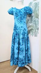 フラドレス　ハワイアンドレス　Xanh dươngトロピカルフラワー　フラダンス衣装　Alohamerry