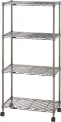【数量giới hạn】BN1260-4 キッチン収納 シェルフ 業務用 ポール径19mmパーツ対応 防錆加工 キャスター付き 頑丈 全体耐荷重320kg 幅59.5×奥行34.5×高さ124.5cm 艶のあるđen色 収納棚 スチールラック 4段 幅60 Đen ルミナス