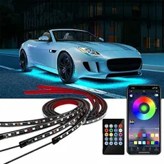 Longsafe 車用 車 RGB LEDテープ アンダーライト 4本bộ サウンドセンサー LEDライト フルMàu sắc 防水 IP65 カー用品 フラッシュ リモコン/スマホ 対応 (LKích cỡ(120cm 2本 150cm 2本)(C0402L) 国内発送