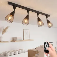 LVWIT ダクトレールライト 4灯 LED電球付き レールライト リモコン付き 調光調色 E26口金 スポットライト 天井照明 北欧 リビング | ダクトレール用 消費電力4.5W（50W形相当）600LM ダイニング キッチン カフェ 店舗照明 国内発送