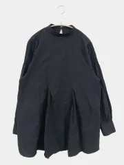 SELECT MOCA セレクトモカ Áo sơ mi/Áo kiểu M Đen Cotton màu trơn dáng dài tay dài スタンドMàu sắc nữ