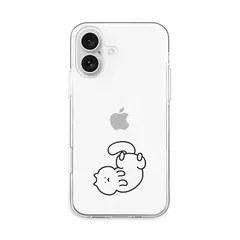 【mới】 AKAN iPhone 16 ケース ソフトクリアケース [ 透明 密着痕防止 TPU 変色しにくいUVプリント 防塵 ワイヤレス充電 ] かわいい phổ biến キャラクター アップル アイフォンケース AK27019i16 猫ちゃんはリラックス中 【国内