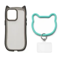 iPhone 16 Pro Max 対応 スマホケース 猫耳デザイン TPU ケース かわいい ねこ耳 カメラ保護 フチ高設計 やわらかい 着脱簡単 シンプル thời trang 携帯カバー クリアĐenケース × ミントストラップ