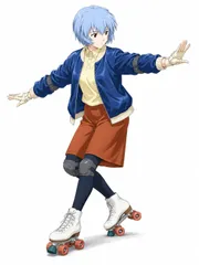 A4Kích cỡ c1310 水色ショートヘアの人物 ローラースケート レトロphong cách thường ngày アニメ調イラスト アートポスター