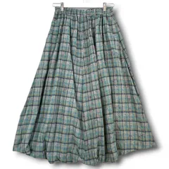 pas de calais パドカレ チェック柄 サルエルQuần ロングChân váy風 Vòng eoゴム Cotton Cotton 緑 Xanh lá 青 Xanh dương Kích cỡ36 nữ hè ゴーゴー古着マルイファミリー溝口店 18 No.1158