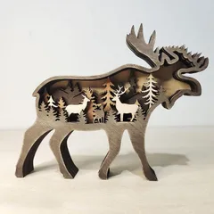【mới】 [ハルジオ] 置物 インテリア オブジェ 木製 動物 北欧 thời trang おもしろ 玄関 小物 かわいい 雑貨 置き物 プレゼント (トナカイ)