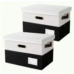 収納ケース 折りたたみ 収納 ボックス (XL-2個bộ 38.7L) ファブリック 収納ボックス ふた付き 衣類 収納 おもちゃ オーガナイザー 44x30x30cm Đen+Trắngym a462653d
