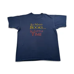 90s so many books so little time アートT ビンテージ Áo thun RTC シングルステッチ Xanh navy tay ngắn 古着 y2k 2604-0169
