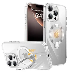 【mới】 【 CDリング横縦両立・角度自由調整】 iPhone 15 Pro 用 ケース MagSafe対応 米軍MIL規格 黄変防止 シルバー