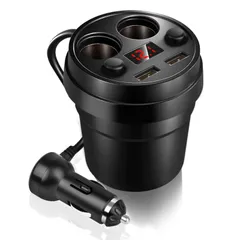 Acogedor 2カーシガレットライター、カップホルダー充電器デュアルUSBカーチャージャー12V-24V 120W 3.1A、LED電圧ディスプレイ付き、電話/タブレット/PC用