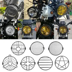 オートバイ用ビンテージヘッドライトプロテクター レトログリルライトランプカバー ハーレー ドゥカティ チョッパー ヤマハ カフェレーサー