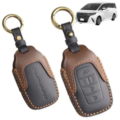 H★[TatkDIY] アルファード ヴェルファイア 30系 40系 専用スマートキーケース キーカバー キーホルダー カスタムアクセサリーパーツ 新型本革 ロゴ付 キズ防止 落下防止 アルファード 5ボタンĐen cbcebe69