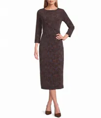 ニックアンドゾー nữ Áo Đầm プリント ミディ ニット ジャージー NIC ZOE Feather Fern Print Stretch Knit Jersey Round Ne