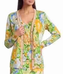 リリーピュリッツァー nữ アウター Áo khoác・ブルゾン Vネック フラワー柄 Cotton カーディガン フラワー Lilly Pulitzer CottonBlend Floral Open