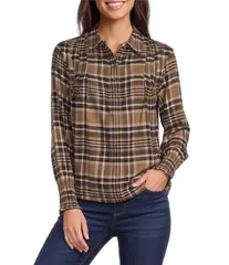 Vòng eoバウンド nữ Áo Áo sơ mi Áo kiểu Westbound Long Sleeve YNeck Button Front Blouse Neutral Combo