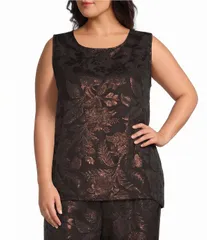 ブライン ウォーカー nữ Áo Áo sơ mi フラワー柄 プラスKích cỡ トール không tay フラワー Bryn Walker Plusize Piro Metallic Floral Jacq