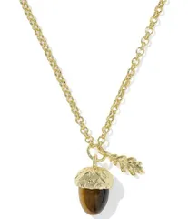 ケンドラスコット nữ アクセサリー ネックレス・チョーカー レース Kendra Scott Acorn Tigers Eye Short Pendant Necklace Gold Brow