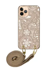 かんたんスマホ5 簡単スマホ5 ペイズリー柄 スカーフ バンダナ 植物 韓国 かわいい thời trang Hồng Be Nâu Xámジュ レザーベルト ストラップ 調節可能 130cm ストラップ付 Màu sắc02