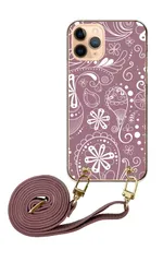 かんたんスマホ5 簡単スマホ5 ペイズリー柄 スカーフ バンダナ 植物 韓国 かわいい thời trang Hồng Be Nâu Xámジュ レザーベルト ストラップ 調節可能 130cm ストラップ付 Màu sắc05