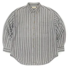 セントジョンズベイ ST JOHN'S BAY 90s 90年代 インドCotton ボタンダウンÁo sơ mi BD 珍品 旧タグ ジャガード ジャカード USA アメリカ ヴィンテージ 古着 nam Áo sơ mi Xám系 チェック柄 XL【中古】