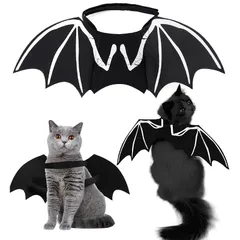 【mới】 Amzbarley 犬 ハロウィン コスプレ コウモリ 羽 発光 猫 被り物 コスチューム đen ツバサ 光る 軽量 翼状骨 立体感 調節可能 猫犬通用