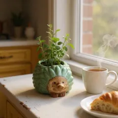アニマルポット ハリネズミ 陶器 フラワーポット 鉢 植木鉢 鉢底穴có どうぶつ かわいい ガーデニング ガーデン 園芸 sanpoti-2516