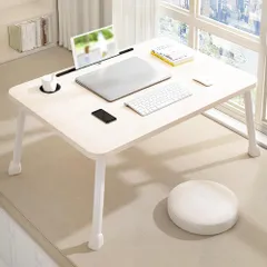 ★mới★折りたたみテーブル ちゃぶ台 幅70cm*奥行40cm*高さ34cm 組み立て不要 パソコンデスク リモートワーク ミニテーブル 座卓 コンパクト タブレットスタンド ドリンクホルダー付き 持ち運び便利 06d173ea
