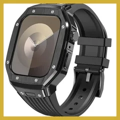 [YOFITAR] for Apple Watch バンドとケースと背面ケースの3in1一体型デザイン 45mm/44mm apple watch 一体型バンド Apple Watch Series 9/SE/8/7/6/5/4対応 nam かっこいい アップ