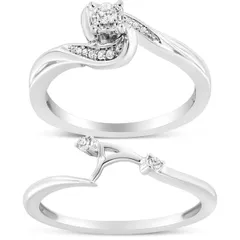 ハウスオブブリリアンス nữ アクセサリー 指輪 Haus of Brilliance Silver 110 Cttw Diamond Swirl and Bypass Bridal Set R