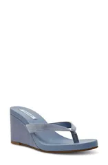 スティーブ マデン nữ Giày ヒール サンダル Steve Madden Playing Wedge Sandal Women LIGHT BLUE SUEDE Xanh dương