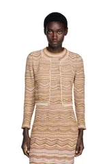 サンドロ nữ アウター パーカー・スウェット カーディガン ニット SANDRO Decorative knit cardigan Brown Nâu