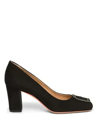 サントーニ nữ Giày パンプスエード ヒール Santoni Suede HighHeel Pump Black Đen