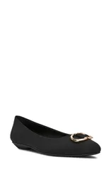 アンクライン nữ Giày パンプス Anne Klein Oswego Pointed Toe Flat Women BLACK STRETCH Đen