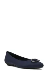 アンクライン nữ Giày パンプス Anne Klein Oswego Pointed Toe Flat Women NAVY STRETCH Xanh navy