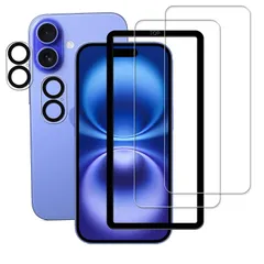 KPNS iphone 16 ガラスフィルム【2+2枚bộ】ガイド枠付き 日本Chất liệu製 強化ガラス iPhone16 用 ガラスフィルム カメラフィルム カバー アイホン16 保護フィルム
