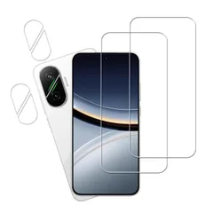 KPNS 日本Chất liệu製 Xiaomi POCO F7 用 高透過率 ガラスフィルム カメラフィルム 強化ガラス カバー 簡単貼り付け 保護フィルム【2+2枚bộ】